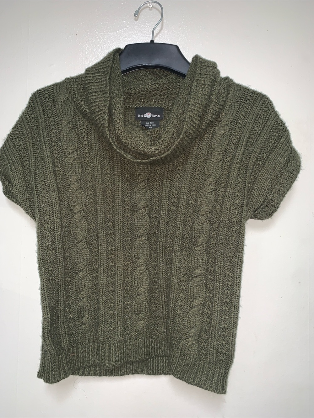 Olive Green Cable-Knit Cowl Neck Sweater - Women